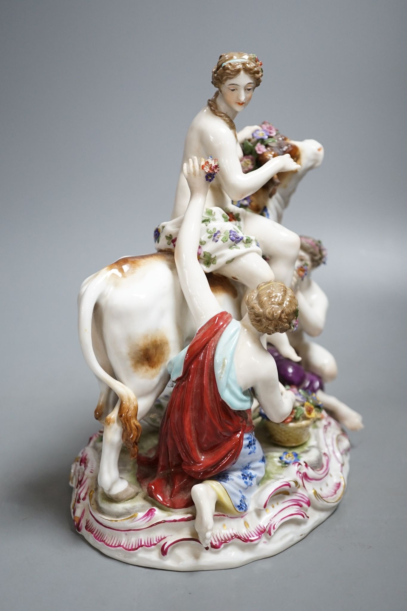 Continental porcelain group in Meissen style - Europa and the Bull, 25cm